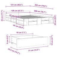 Рамка за легло с чекмедже опушен дъб 120x200 см инженерно дърво