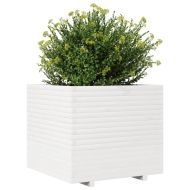 Градински сандък, бял, 80x80x72 см, масивна борова дървесина