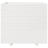 Градински сандък, бял, 80x80x72 см, масивна борова дървесина