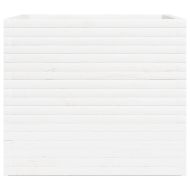 Градински сандък, бял, 80x80x72 см, масивна борова дървесина