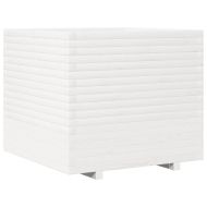 Градински сандък, бял, 80x80x72 см, масивна борова дървесина