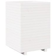 Градински сандък, бял, 50x50x72,5 см, масивна борова дървесина