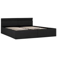 Легло с повдигащ механизъм и LED тъмносиво текстил 160x200 см