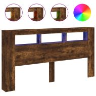 LED горна табла, опушен дъб, 200x18,5x103,5 см, инженерно дърво