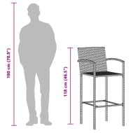 Градински бар комплект 3 части кафяв акация масив и полиратан