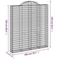 Габионни кошници арка 7 бр 200x30x220/240 см поцинковано желязо
