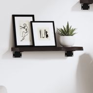 Стенен рафт тъмнокафяв 40x10x2 см обработен масивен дъб