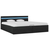 Легло с повдигащ механизъм и LED тъмносиво текстил 180x200 см