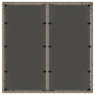 Градинска маса със стъклен плот сива 90x90x75 см полиратан