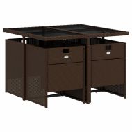 Градински комплект с възглавници 5 части кафяв полиратан