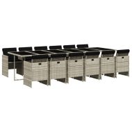 Градински комплект от 13части с възглавници светлосив полиратан