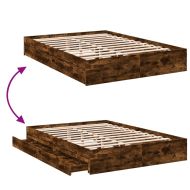 Рамка за легло с чекмедже опушен дъб 160x200 см инженерно дърво