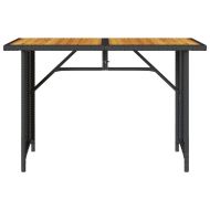 Градинска маса с дървен плот черна 110x68x70 см полиратан