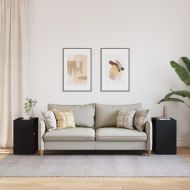 Странични маси, 2 бр, черни, 50x30x50 см, инженерно дърво