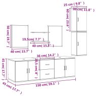 Комплект мебели за баня от 7 части, черен, инженерно дърво