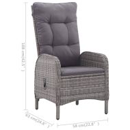 Градински трапезен комплект, 3 части, полиратан и акация, сив