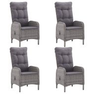 Градински трапезен комплект, 5 части, полиратан и акация, сив