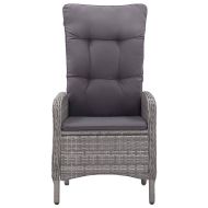 Градински трапезен комплект, 5 части, полиратан и акация, сив