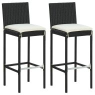 Градински бар комплект с възглавници, 3 части, черен