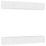 ТВ шкафове, 4 бр, бели, 100x30x30 см, инженерно дърво