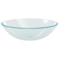 Мивка за баня с кран и сифон, прозрачно закалено стъкло