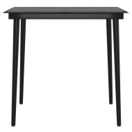 Градински трапезен комплект от 3 части с възглавници черен