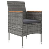 Градински трапезен комплект с възглавници 5 части, сиво и черно