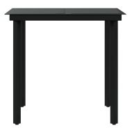 Градински трапезен комплект от 5 части с възглавници черен