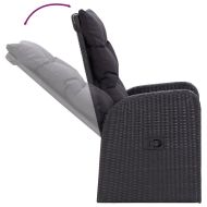 Градински трапезен комплект с възглавници 7 части черен