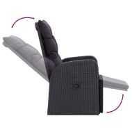 Градински трапезен комплект с възглавници 7 части черен