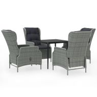 Градински трапезен комплект, 5 части, светлосив