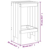 Градински бар комплект от 3 части, бял, масивно дърво бор