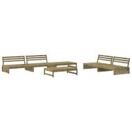 Градински лаундж комплект 6 части с възглавници импрегниран бор