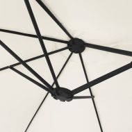 Градински чадър с двоен покрив и LED, пясъчнобяло, 449x265 см