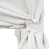 Градинско лаундж легло със завеси, полиратан, черно