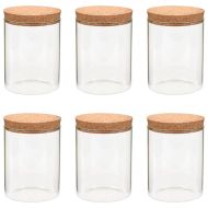 Стъклени буркани за съхранение с коркови капаци, 6 бр, 650 мл
