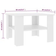Маса за кафе, бяла, 60x60x42 см, инженерно дърво