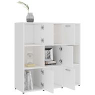 Шкаф библиотека, бял, 90x30x90 см, инженерно дърво