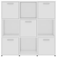Шкаф библиотека, бял, 90x30x90 см, инженерно дърво
