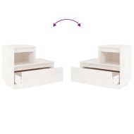 Нощни шкафчета, 2 бр, бели, 60x34x51 см, борово дърво масив