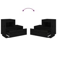 Нощни шкафчета, 2 бр, черни, 60x34x51 см, борово дърво масив