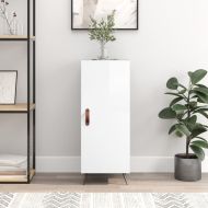 Сайдборд, бял гланц, 34,5x34x90 см, инженерно дърво