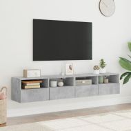 Стенни ТВ шкафове 2 бр бетонно сиви 80x30x30 см инженерно дърво