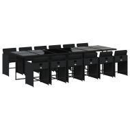 Външен трапезен комплект 13 части с възглавници черен полиратан