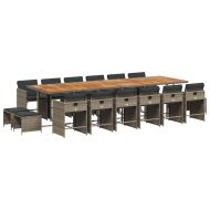 Градински комплект с възглавници 17 части полиратан сив