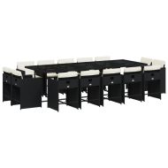 Градински комплект с възглавници 15 части полиратан черен