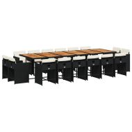 Градински комплект с възглавници 17 части полиратан черен