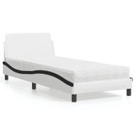 Легло с матрак Dover, бяло и черно, 90x200 см, изкуствена кожа