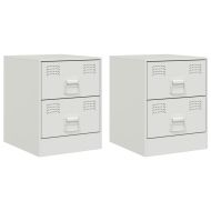 Нощни шкафчета, 2 бр, бели, 34,5x39х44 см, стомана