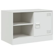 ТВ шкафове, 2 бр, бели, 67x39х44 см, стомана
